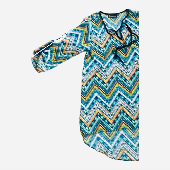 Signature Studio contemporary style chevron pattern top tunic S multicolor - Picture 8 of 14